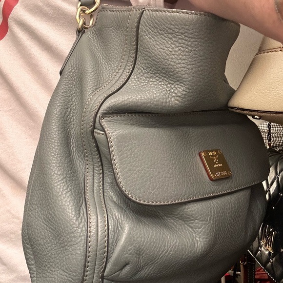 MCM Gray Leather Shoulder Bag - Picture 10 of 11